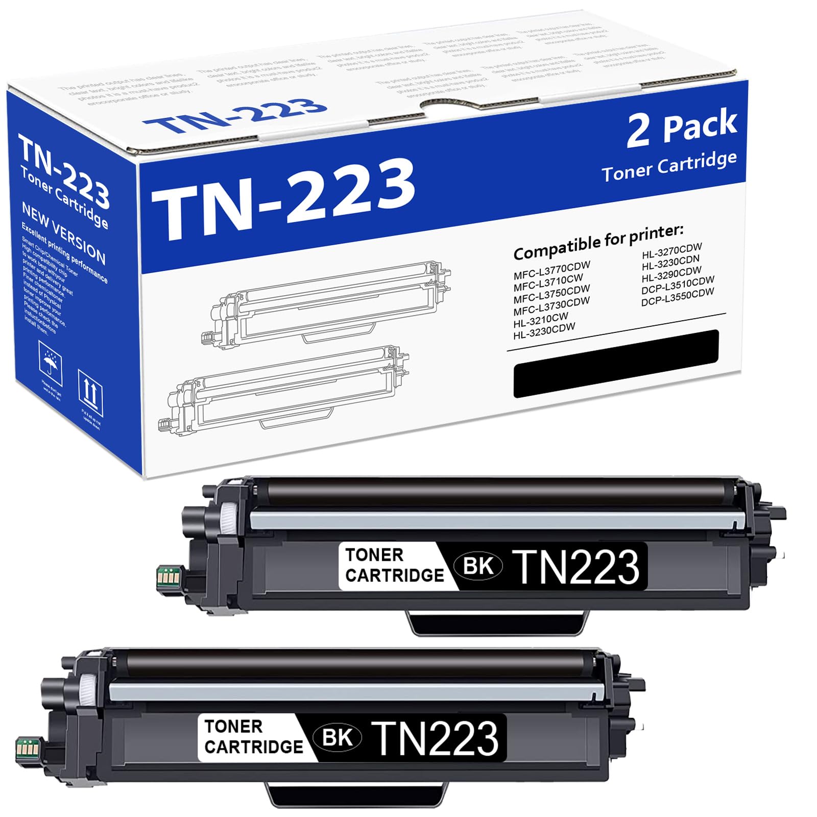 Photo 1 of NUCALA Compatible Toner Cartridge Replacement for Brother TN223BK (Black, 2-Pack)