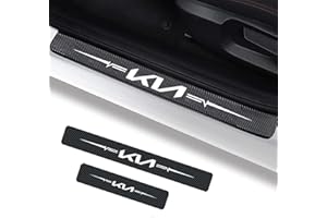 WENDISH 4Pcs Car Door Sill Protector Reflective 4D Carbon Fiber Sticker Door Entry Guard Door Sill Scuff Plate Stickers Accessories Compatible with KIA NIRO Rio Sportage Sorento Soul (White)