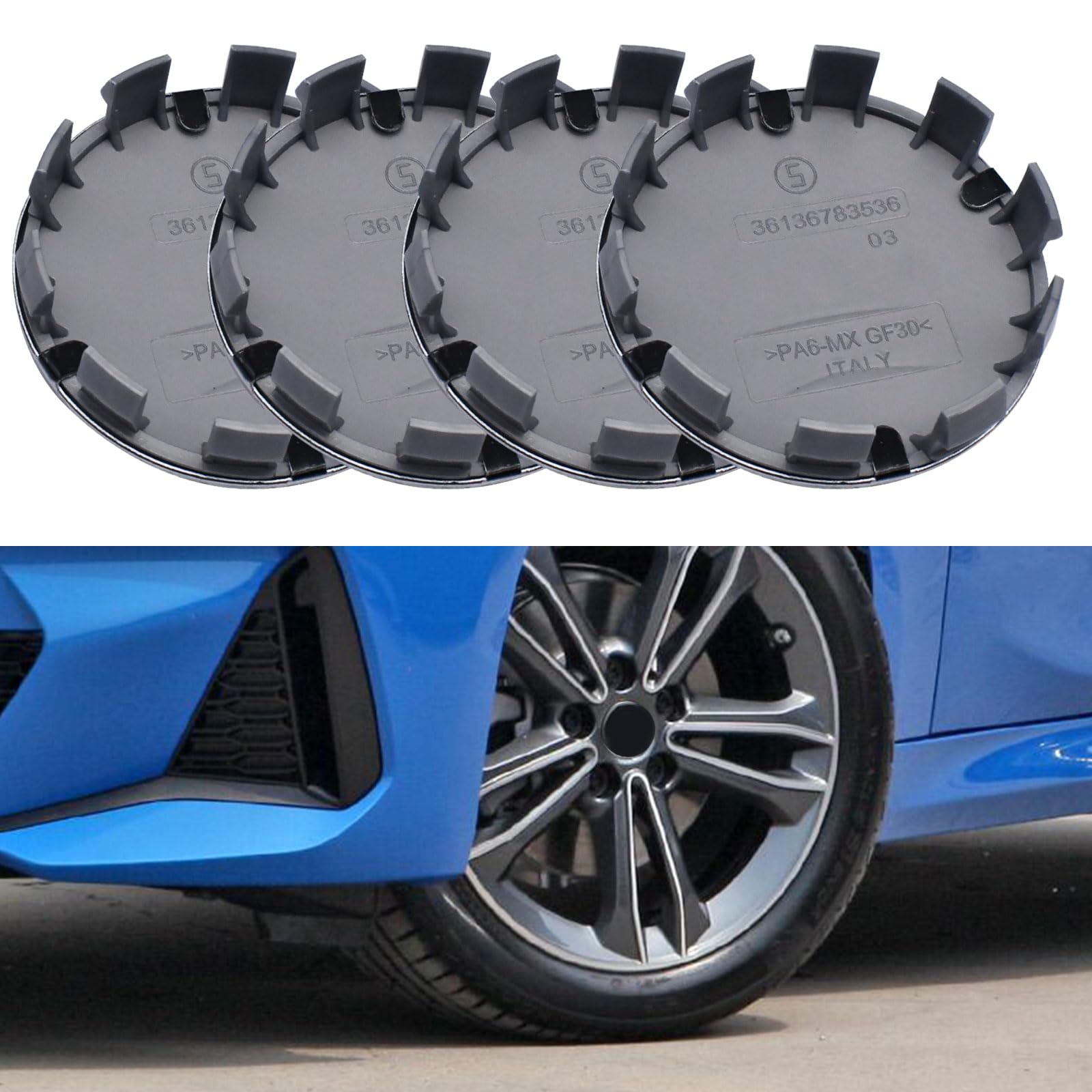 Photo 1 of Generic 4 PCS Wheel Center Caps Cover 68mm/2.68inch, Hub Center Caps Cover Rim Center Caps Cover for 2 3 5 6 Series X1 X3 X5 X6 330i E82 E83 E84 ?OEM Number?36136783536?