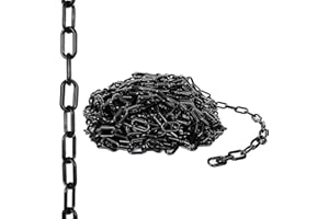 Acrux7 Plastic Chain 82 FT. 1.5 Inch Diameter Black Plastic Chain Link, Light Weight UV Protected Plastic Chain Barrier for Hanging Halloween Fake Chains Decoration, Chains Cosplay