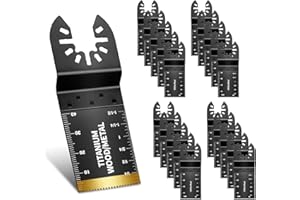 Hiinny 20PCS Oscillating Tool Blades, Professional Universal Titanium Oscillating Saw Blades Multitool Blades Kits for Wood Plastics Metal, Dewalt Ryobi Fein Milwaukee（1 titanium blade 19 wood blades）