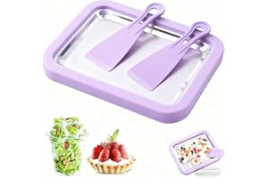 GENERIC At-Home Rolled Ice Cream Maker Kit, DIY Homemade Rolled Ice Cream tray, Instant Freeze Plate with 2 Scrapers,Yogurt, Sorbet, Fun Family Activity for Kids, Food-Grade Stainless Steel (Taro purple)