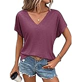 EADINVE Women's V Neck Short Sleeve T Shirts Summer Trendy Dressy Casual Tees Basic Loose Fit Tops 2026