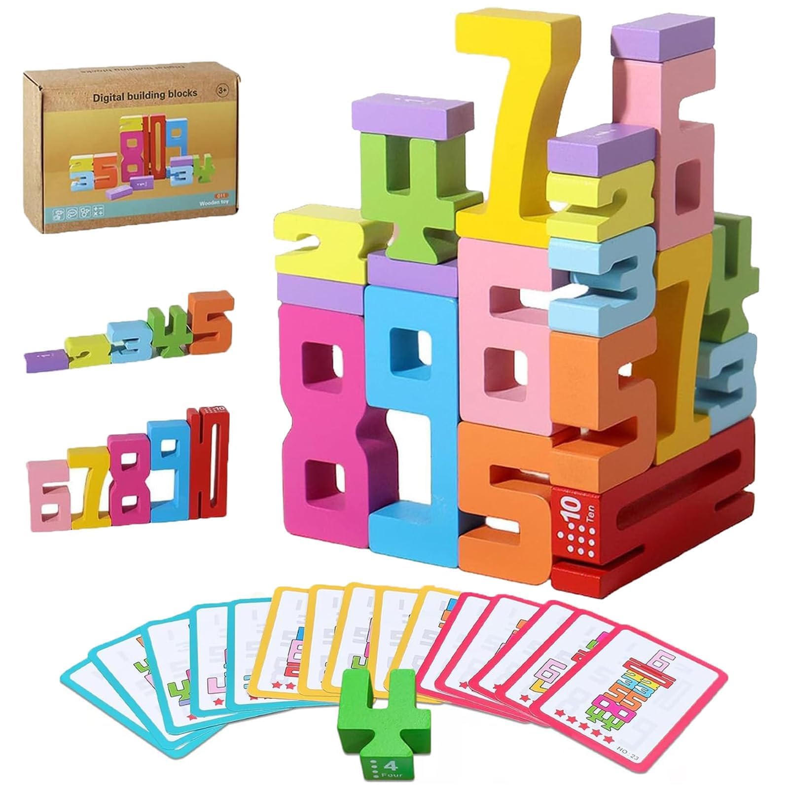 YIMINGLONG Montessori Wooden Number & Pattern Blocks Puzzle for Kids ...