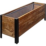 Amazon Basics Recycled Wood Rectangular Garden Planter, Brown, 37 x 13 x 15 Inch (LxWxH)