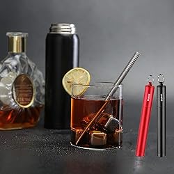 2 Pack Reusable Metal Straws Collapsible Stainless