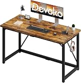 Devoko Desk 140 cm Industrial Style Black Metal Frame Brown Wood Desk view 1