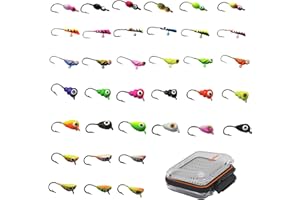 Alichino Ice Fishing Jig Set Ice Fishing Lures Micro Jig Head Hook Set for Panfish, Crappie, Walleye, Perch, Trout, Bluegill