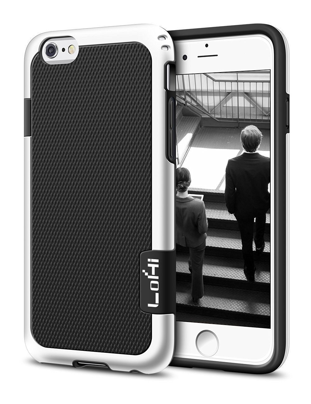iPhone 6 Case LoHi Rubber Silicone Rugged Heavy Duty Protection Hybrid Cover Shock-Absorption Anti-Scratch Stylish Bumper Case for iPhone 6/6S (Black)