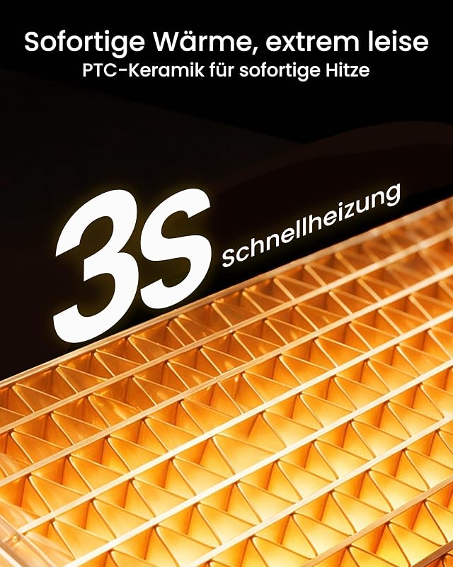 Heizlüfter Energiesparend Klein 1500W, 3 Modi Tragbare Heizstrahler — Foto 2 von 8