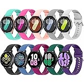 10 Pack Bands Compatible with Samsung Galaxy Watch 7/6/5/4 40mm 44mm/ Watch 4 6 Classic/Watch 5 Pro, Active 2 Band, 20mm Soft Silicone Sport Strap Wristbands for Women Men