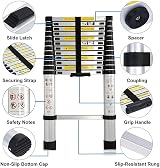 Multibao 3.8M Telescopic Ladder 12.5ft Aluminium 150kg EN131 13 Steps view 5