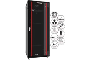 22U Wall Mount Server Rack Cabinet 24” Deep, 19” Network & AV Enclosure for Home Lab with Fan, PDU, 2 Shelves, Locking Glass 