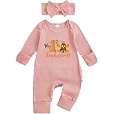 citgeett My First Thanksgiving Baby Girl Outfit Turkey Onesie Long Sleeve Romper Jumpsuit Infant Newborn Girl Outfits Clothes