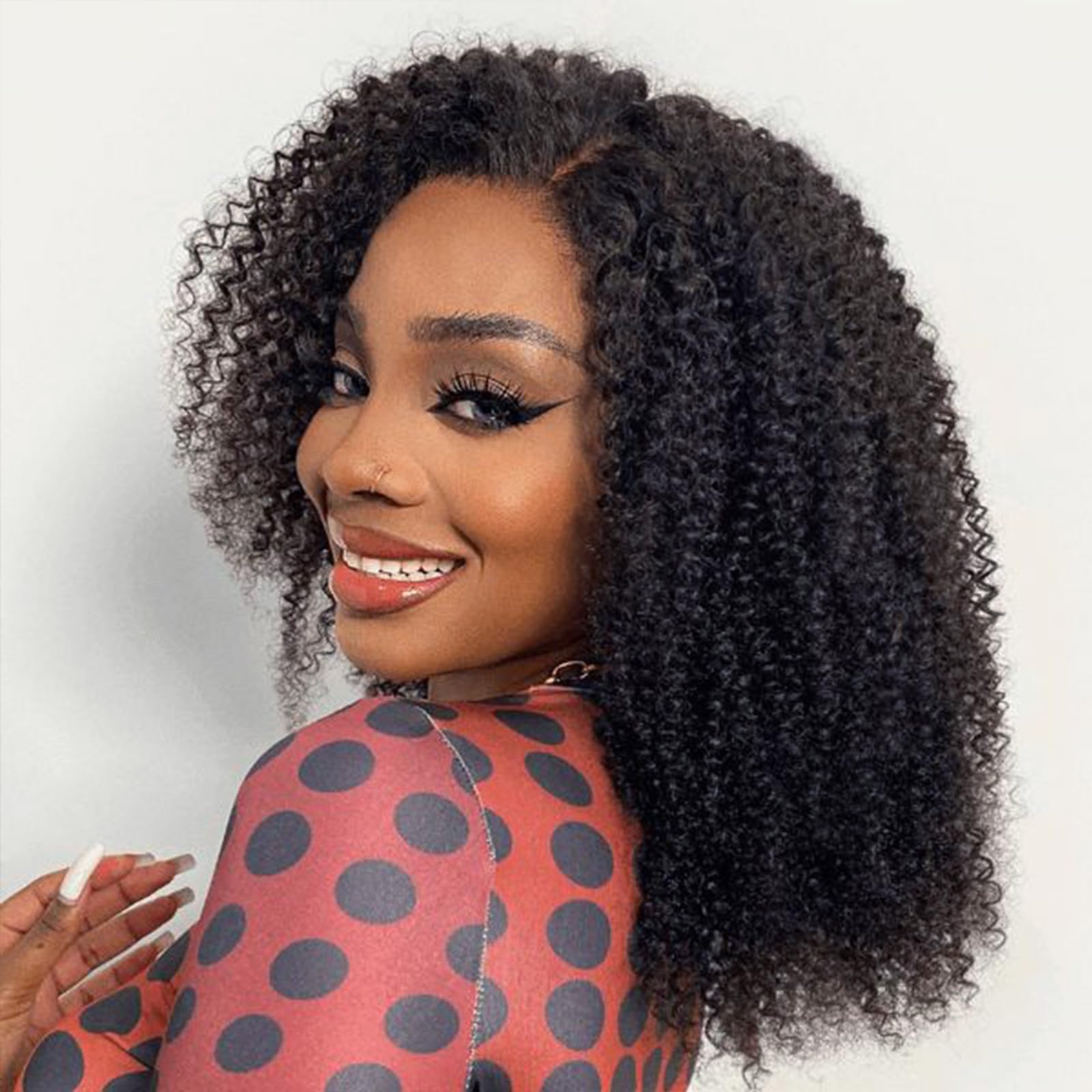 Photo 1 of 100% Unprocessed Brazilian Afro Curly Human Hair, 2 Bundles 10A Grade 10-12 Inch Curly Virgin Weave Bundles Hair Extensions, Natural Black Color for Black Women