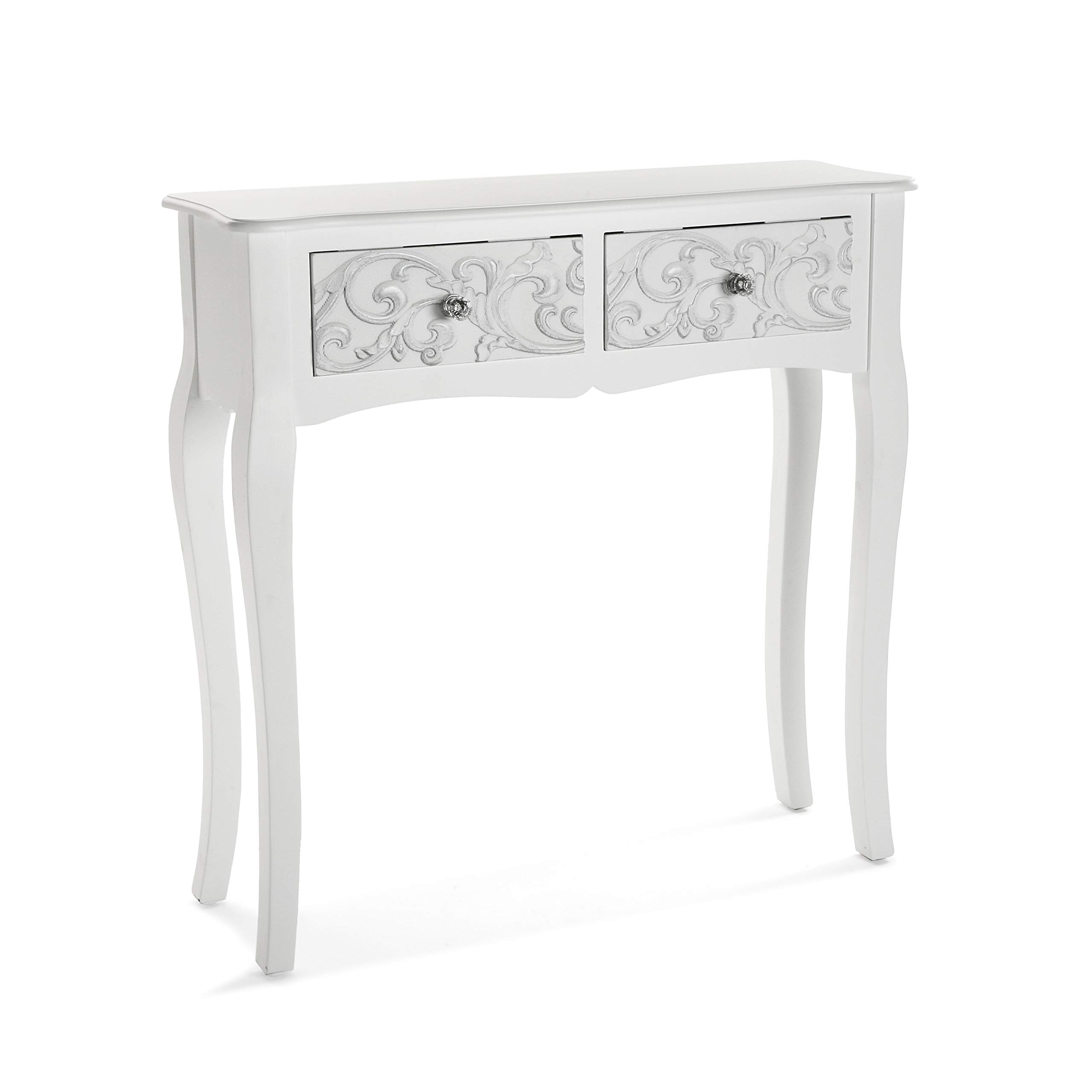Versa Entrance Table Anjali Console, Wood, White, 80 x 25 x 80 cm