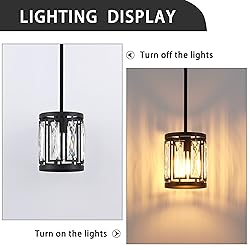 Crystal Pendant Lighting Fixture Matte Black Drum
