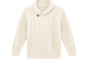 Makkrom Toddler Pullover Sweaters Shawl Collar Cable Knit Sweaters Long Sleeve Warm Outwear Spring Fall Winter