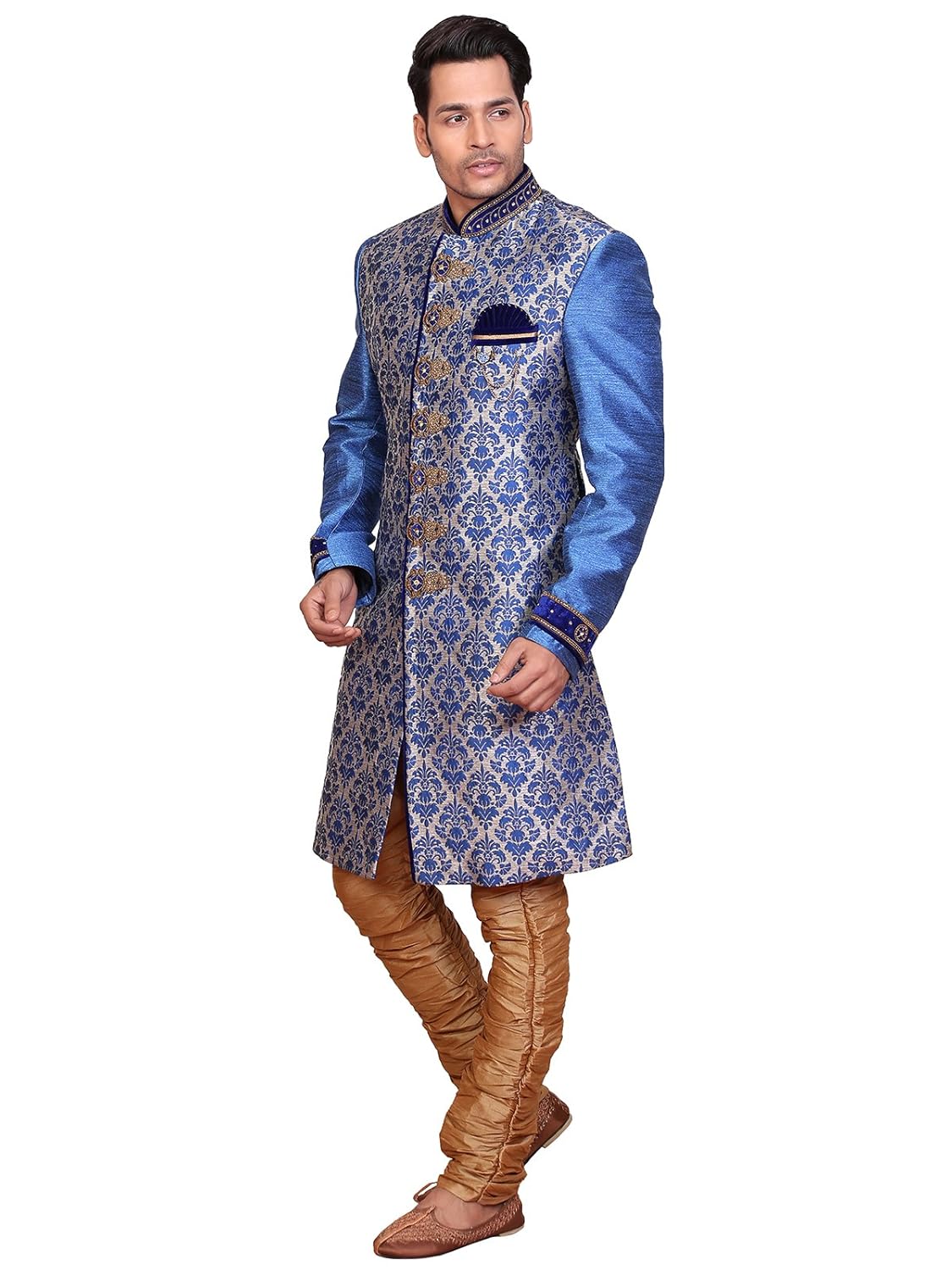 a.b.c. garmentsblue silk sherwani for mens