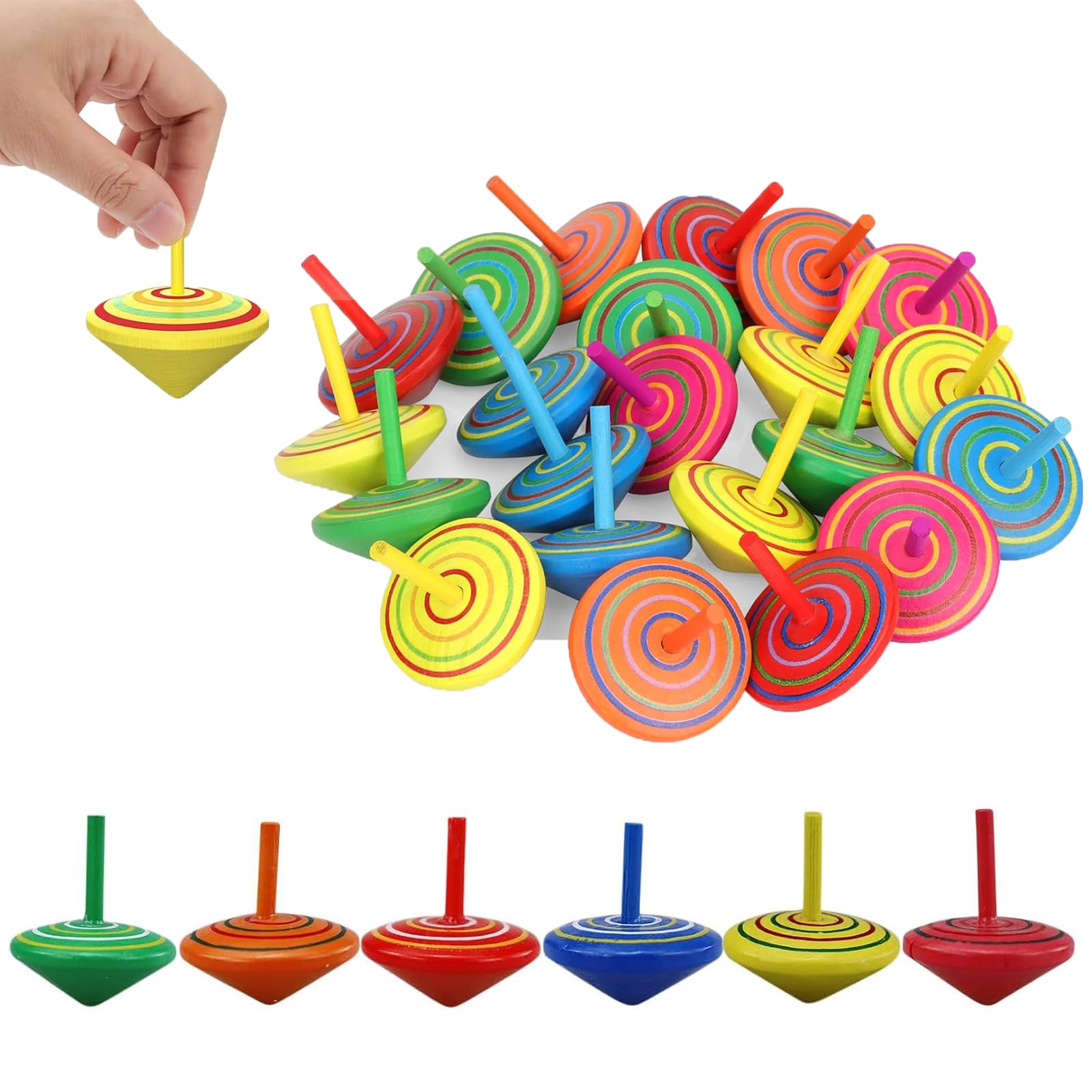 15 Pcs Spinning Top, Spinning Toys, Spinning Tops, Spinning Tops For Kids, Spinning Toy, 4 Cm Handmade Painted Wooden Party Bag Fillers For Kindergarten Kids Children
