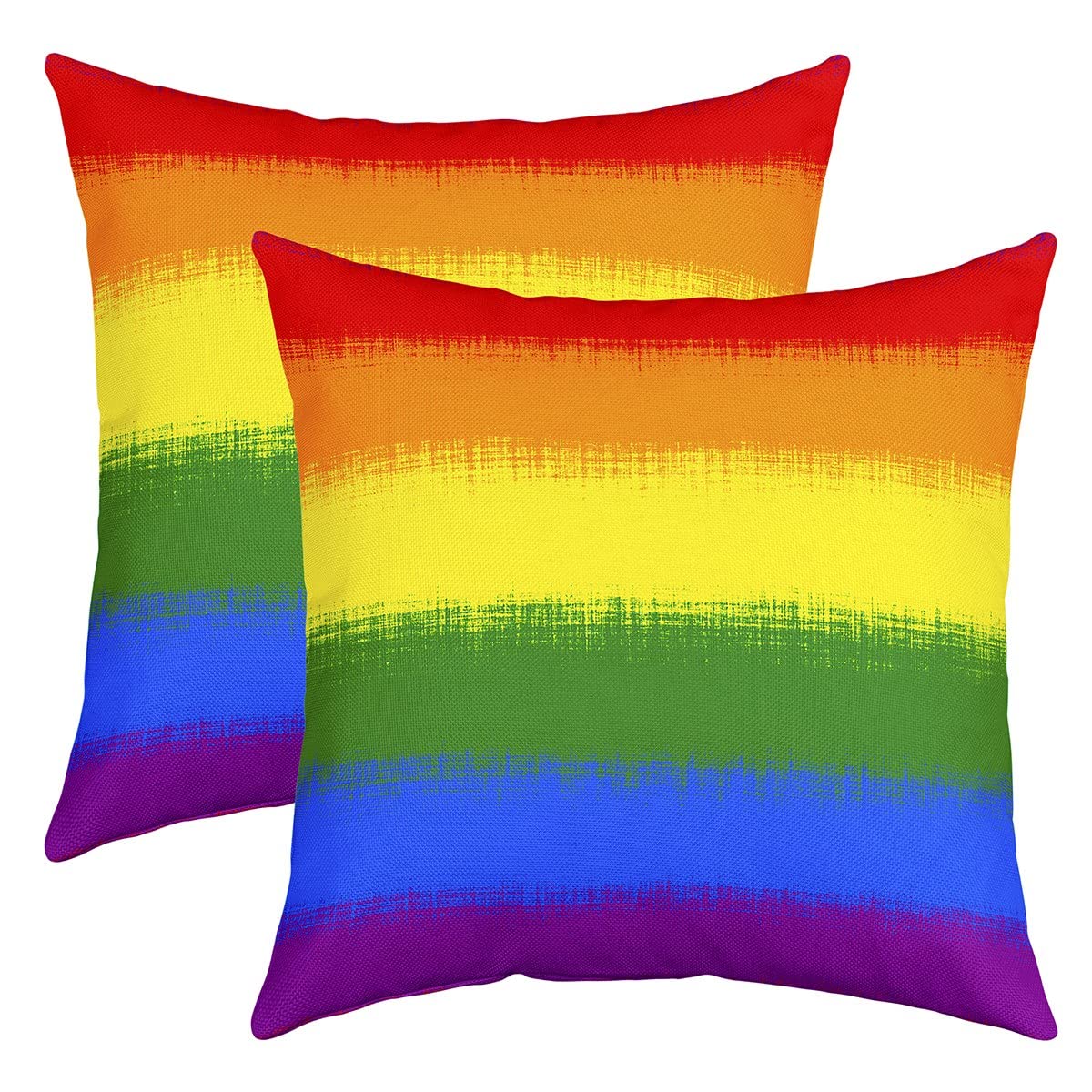 Loussiesd Rainbow Throw Pillow Covers for Sofa Bed Set of 2 Colorful Stripes Decorative Pillows Cushion Covers Multicolor Love is Love Pillow Inserts Not Included 18x18 Inch
