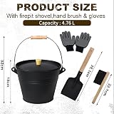 BRIAN & DANY Ash Bucket Set 5L with Lid Shovel & Hand Broom view 2