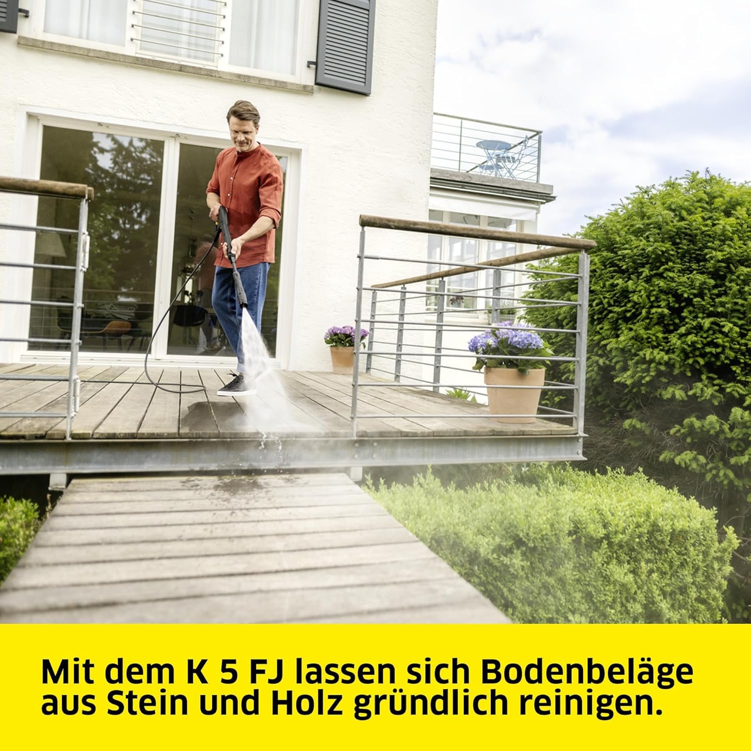 Kärcher Hochdruckreiniger K 5 FJ, Druck: max. 145 bar, Fördermenge: 500 l/h, Flächenleistung: 40 m²/h, Wasserfilter, Gewicht: 6,3 kg, HD-Pistole,Dreckfräser, Vario Power Jet, Schaumdüse 5