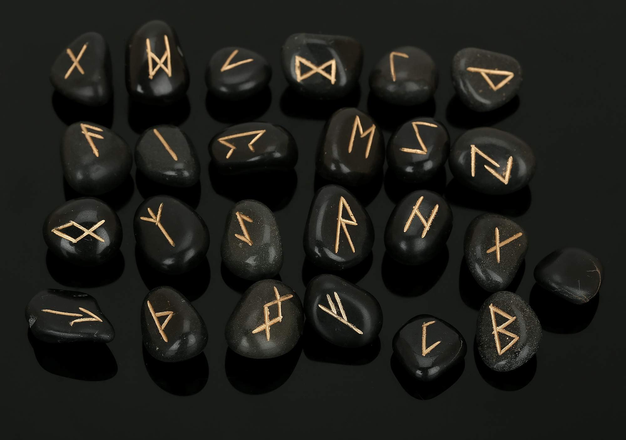Natural Crystal Tourmaline Rune Stones Tumbled Engraved Lettering Crystal Set for Wicca Crystals Reiki Healing Chakra