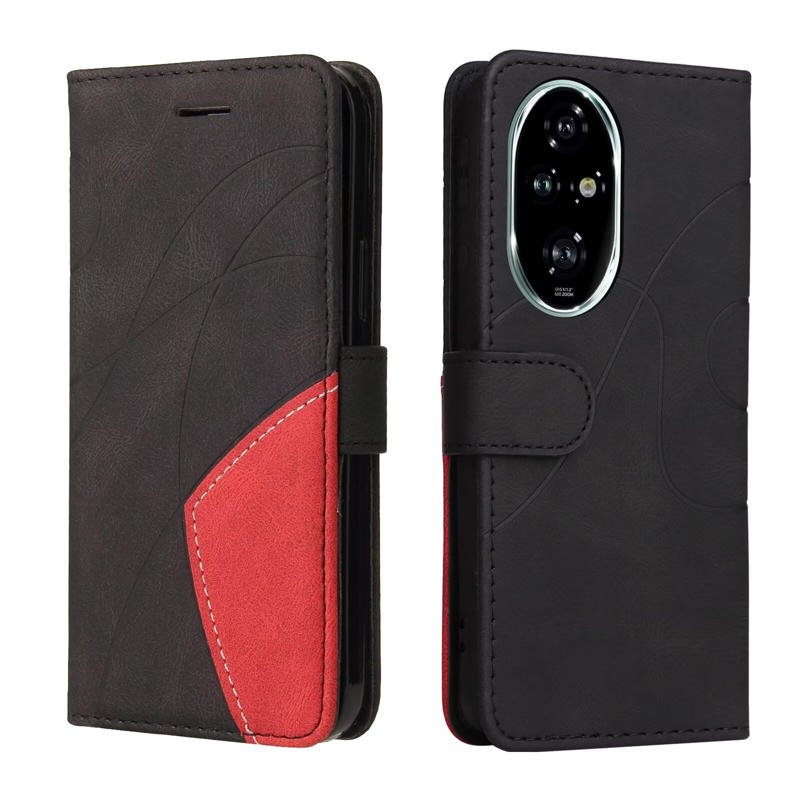 Lvnarery For Honor 200 Case Protective Geometric Wallet Phone Case PU Leather Cover with Magnetic Closure Kickstand Bookstyle Folding Stand Silicone Bumper Card Holder Pouch Black