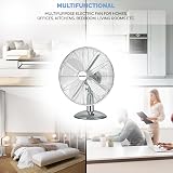 Senelux 12 Inch Chrome Desk Fan 3 Speed Oscillating Quiet Operation view 7