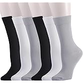 EPEIUS Women's Crew Socks - Soft Thin Seamless Viscose Dress Calf Socks for Business,Trouser Sox 3/6 Pairs