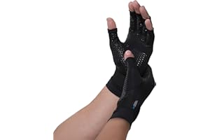 Copper Fit ICE Compression Gloves Infused with Menthol and Coq10 for Recovery, Black