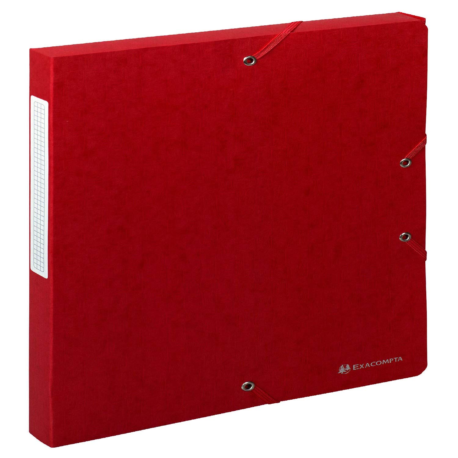 Exacompta - Ref 50705E - Scotten Filing Box - 250 x 330mm in Size, Suitable for Holding A4 Documents, 25mm Spine, 600gsm Genuine Pressboard, Spine Label - Red