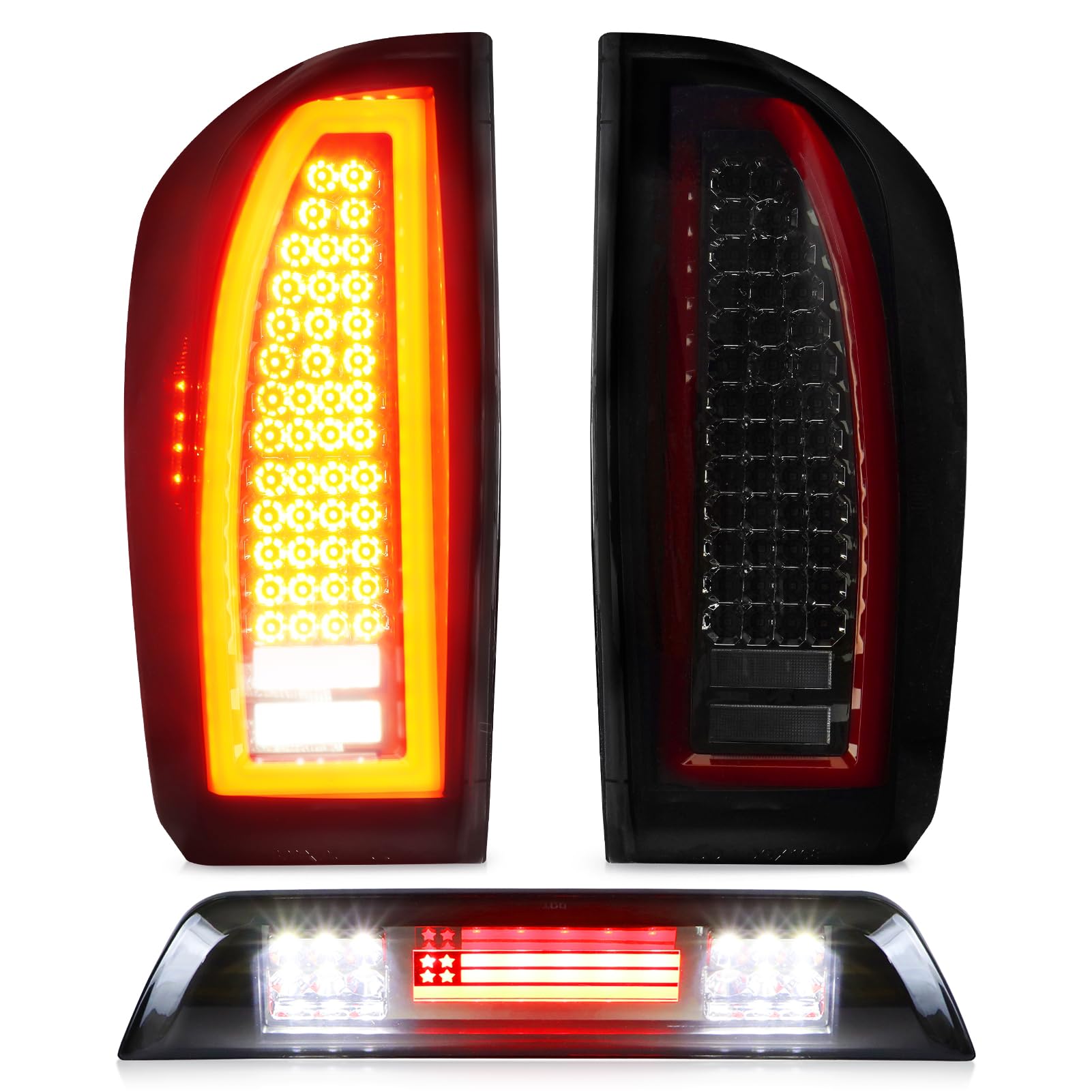 Photo 1 of Tail Light + 3rd Brake Cargo Lamp for 2016-2023 Toyota Tacoma Crew Cab Pickup, Third High Mount Stop Light Rear LED Taillight, TO2800197 TO2801197 81550-04170 81550-0C100 81550-0C101 81560-04170