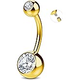 Internally Threaded 316LVM Surgical Steel Belly Button Ring 14g - Hypoallergenic Stainless Steel Belly Button Rings for Women - Womens Cute Sexy Simple Bellybutton Navel Piercing Jewelry Piercing Para El Ombligo 10mm Bar