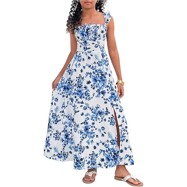 Floerns Women's Plus Size Tropical Print Dress - Tie Shoulder Cami, Ruffle Hem Shift Dress - View #6