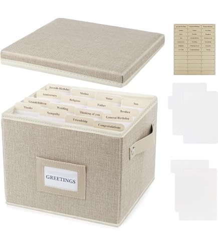 Cool Floral Grußkarten-Box – 22,9x9,1x17,8 Cm, Für 140+ Karten – Mit Registern & Etiketten