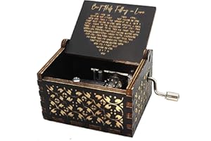 CAMKONG Can't Help Falling in Love Music Box, Birthday Gifts for Wife, Girlfriend, Women, Vintage Wooden Hand Crank Music Box