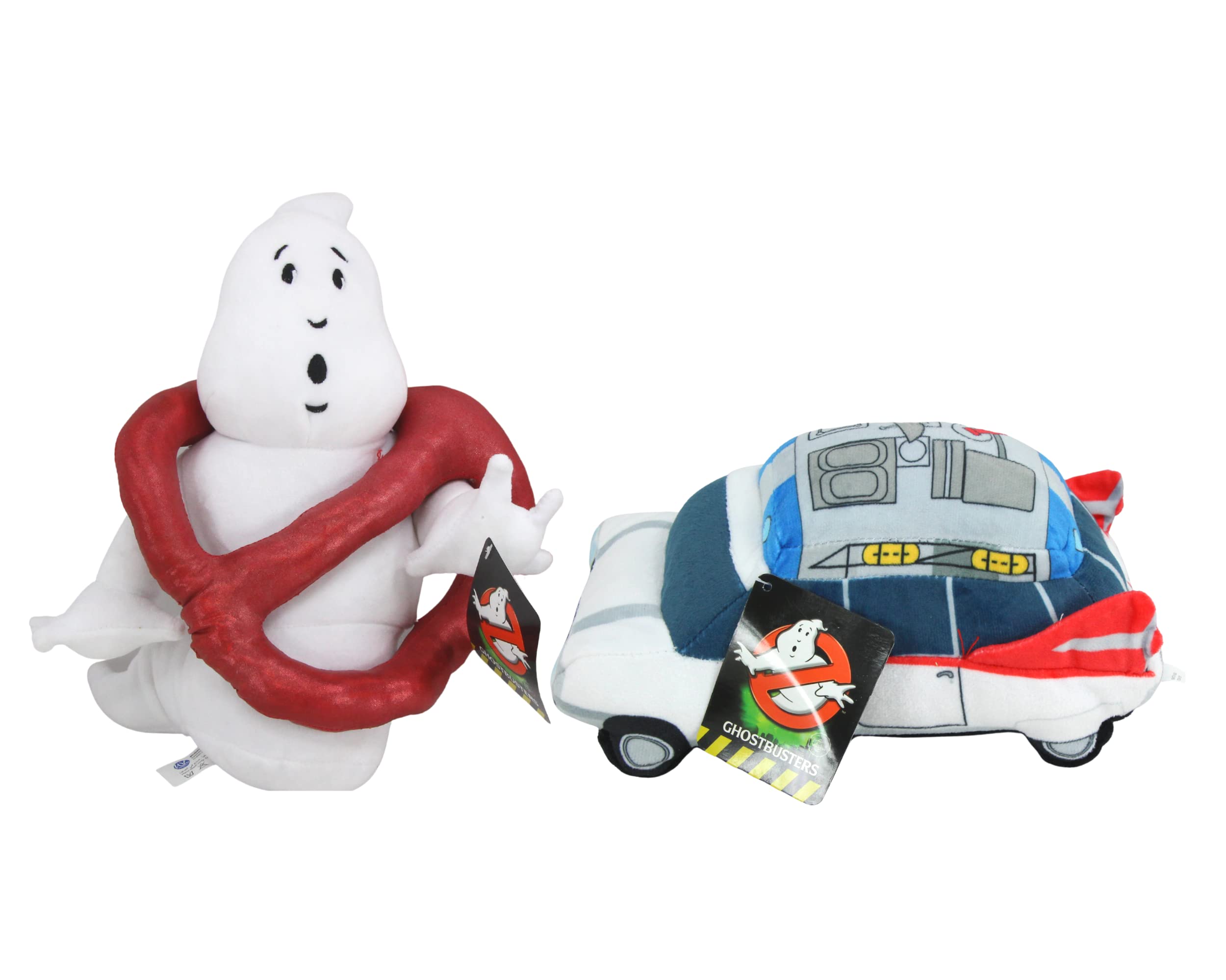 Toptoys2u Bargain Bundles Ghostbusters - Super Soft Plush - 11" No Ghost Logo & 9" Soft Plush Ghostbuster Toy Car Ecto 1 - Set of 2
