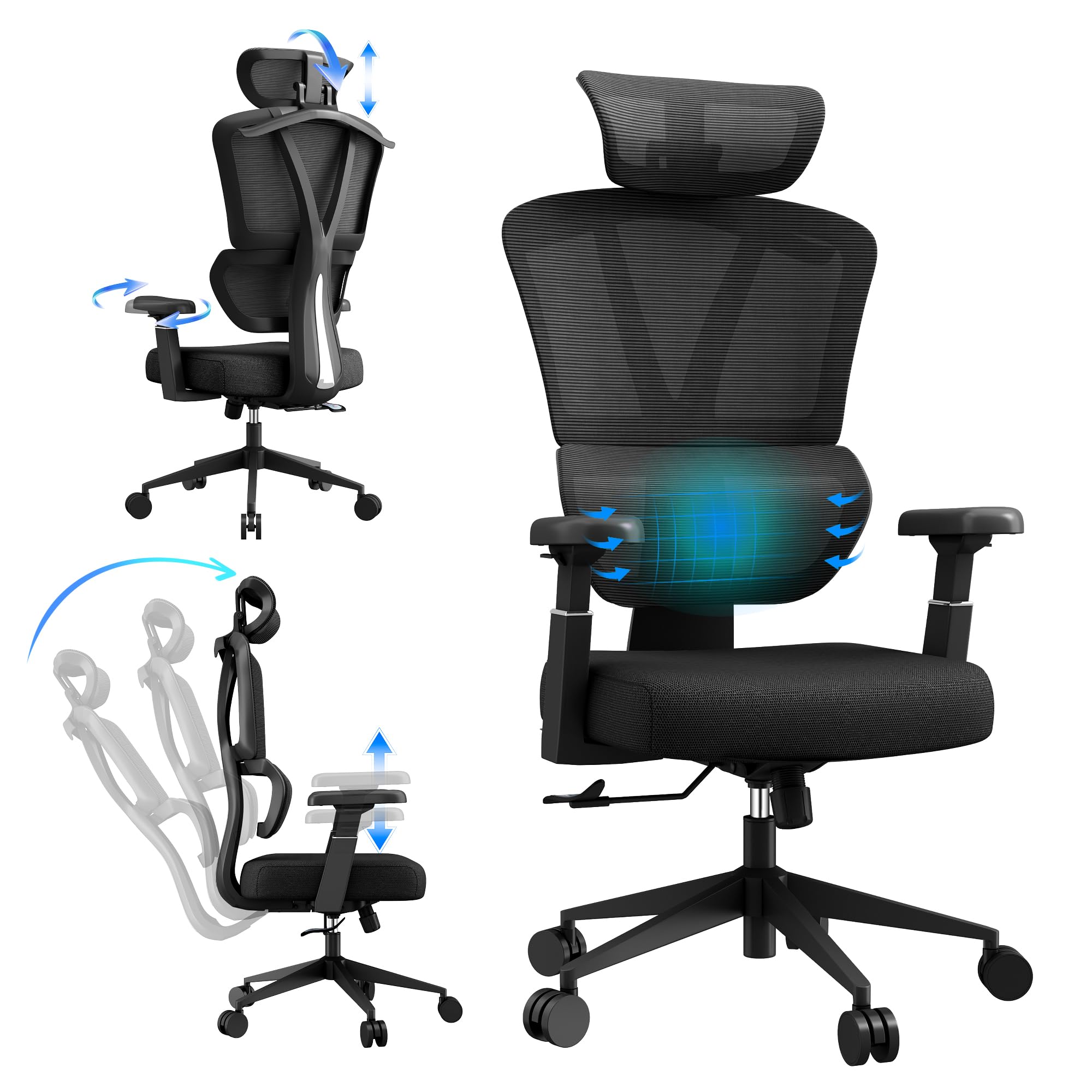 Protoarc Ec200 Ergonomic Office Chair - High Back Mesh Desk Chair 