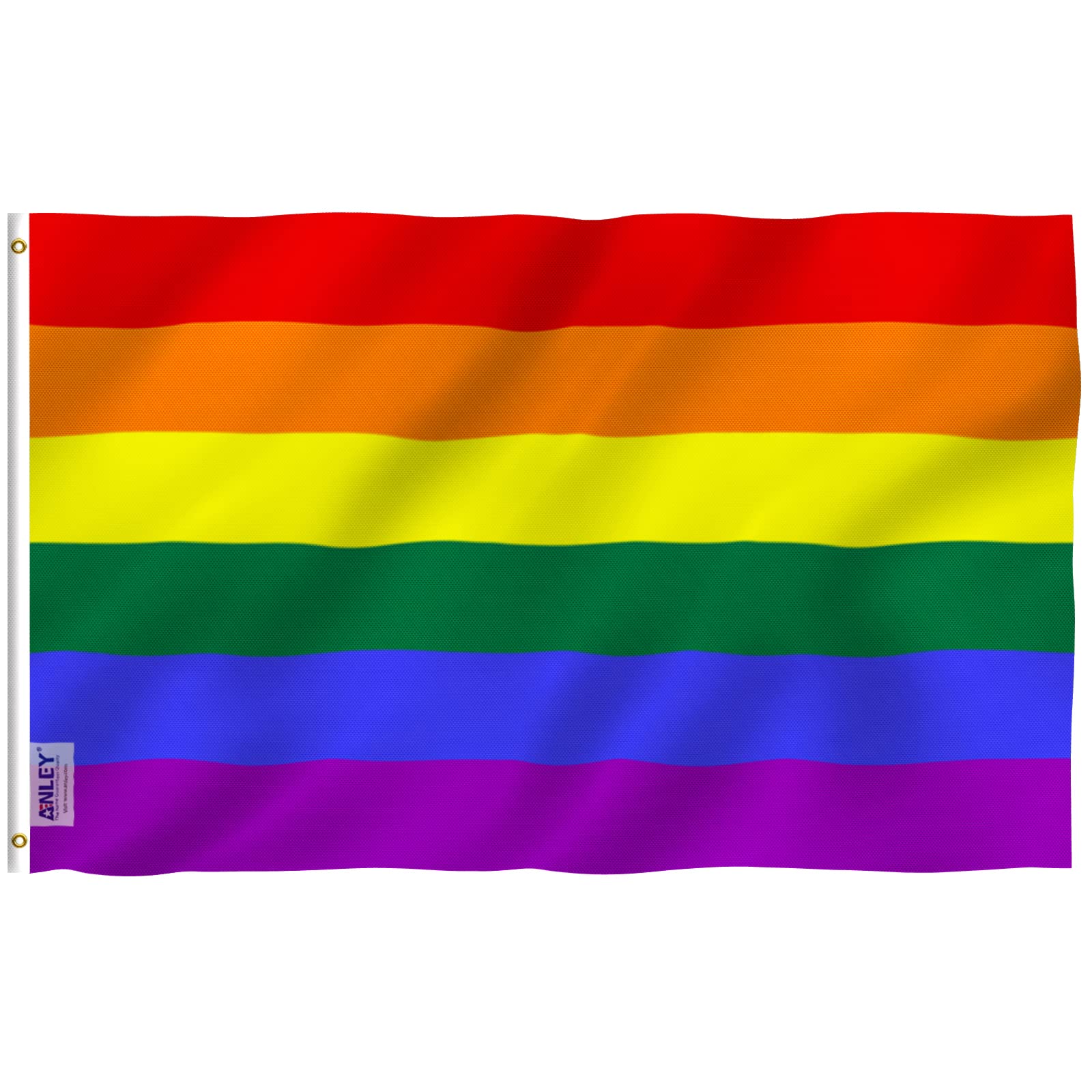 ANLEY Fly Breeze 4x6 Foot Rainbow Flag 6 Stripes - Vivid Color and UV Fade Resistant - Canvas Header and Double Stitched - LGBT Banner Flags Polyester with Brass Grommets 4 X 6 Ft