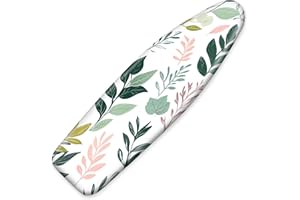 BVBOX Ironing Board Cover, Standard Size Iron Board Covers with Heavy Duty Adjustable Elastic Edges, Heatproof Ironing Board Covers for Smooth Ironing(Leaves, 15"x54")