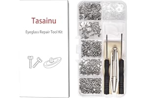 Tasainu Eyeglass Repair Kits, Eyeglass Repair Tools Kit Comes with 500 PCS of Glasses Screws, Silicone Nose Pads, Screwdriver Set and Screw Cap, Suitable The Repair of Most Styles of Glasses