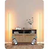 EDISHINE LED Corner Floor Lamp, Set of 2 Minimalist Dimmable Light with Remote, 57.5" Tall Standing Lamp for Living Room, Bed