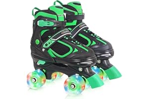 BASYNOL Nattork Kids Roller Skates for Boys Girls,4 Sizes Adjustable Roller Skates with Light up Wheels,Fun Rollerskates for Toddler Kids Beginners Indoor Outdoor