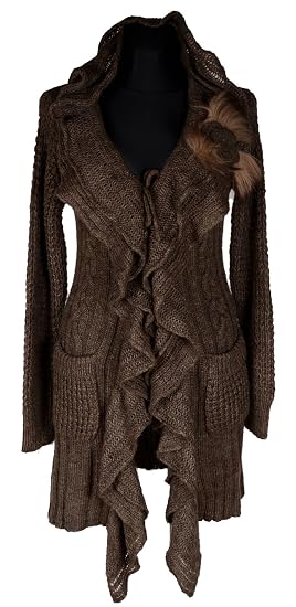 Italy Donna Damen Lagenlook Zipfel Strickjacke Jacke Strickmantel