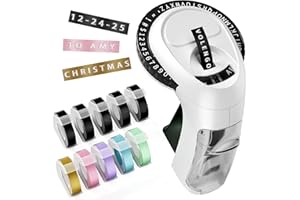 VOLENGO Embossing Label Maker, 10-Roll Color 3D Embossed Tapes, Scrapbook Supplies Junk Journal Kits, Retro Vintage Label Maker Machine, Old School Manual Embosser for Home DIY Crafts & Scrapbooking, Omega-S