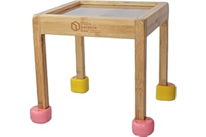 INSPIRASPARK Little Balance Box, 2-in-1 No Wheels Spring Feet, Wooden Walker, Child Girl Boy Push Pull Walker Stand Toy, Activity Table, Award Winning (Coral + Removable Yellow Booties)