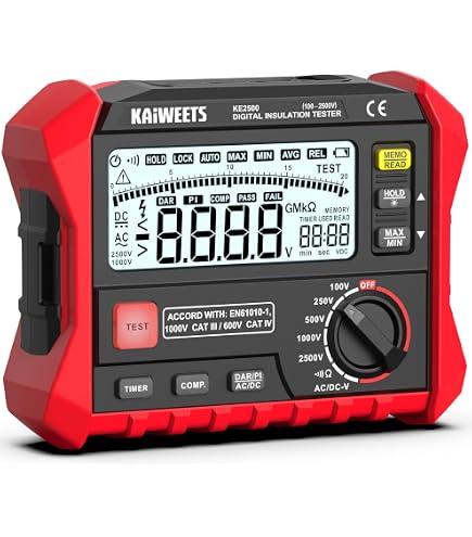 Megger 212159 Analog Insulation Tester, Hand-Crank Powered, 100