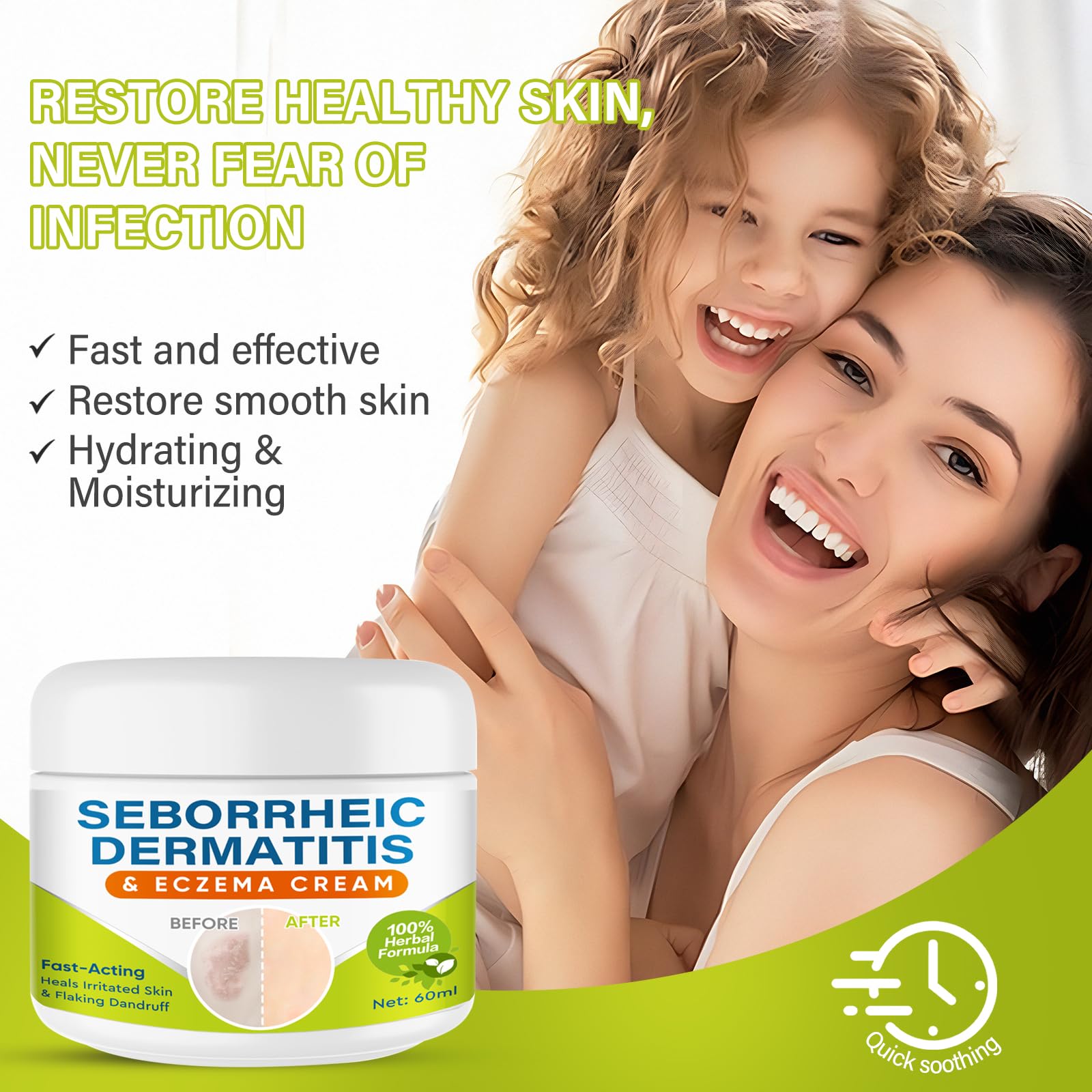 Sêborrheic Dêrmatitis Cream for Fôlliculitis Treatment, Psôriasis Rêlief for Adults, Premium Eczêma Lotion for Dândruff Treatment and Effective Rêlief Îtchy Skin, 2.1 Oz